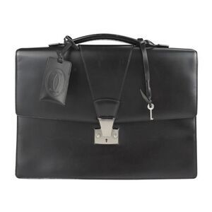 Cartier Business Bag - Calf Leather Black Silver Hardware Pasha Briefcase